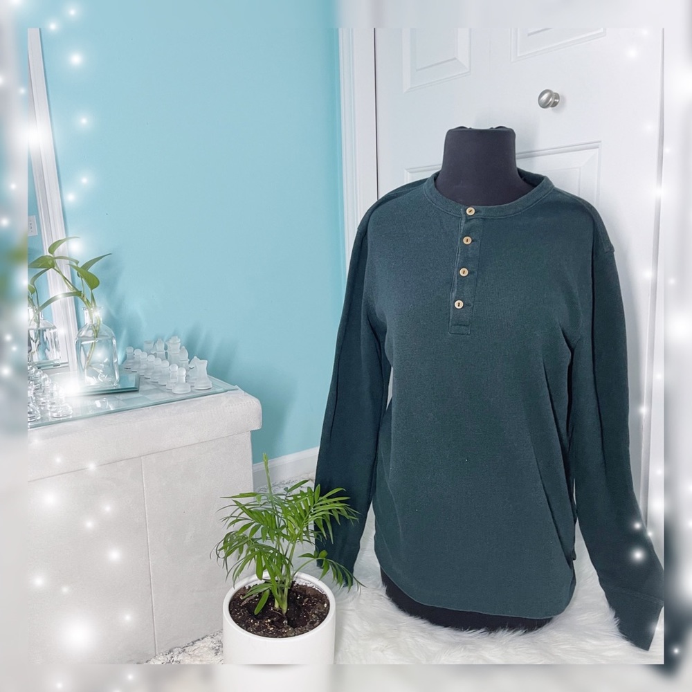 Green Waffle Knit Long Sleeve